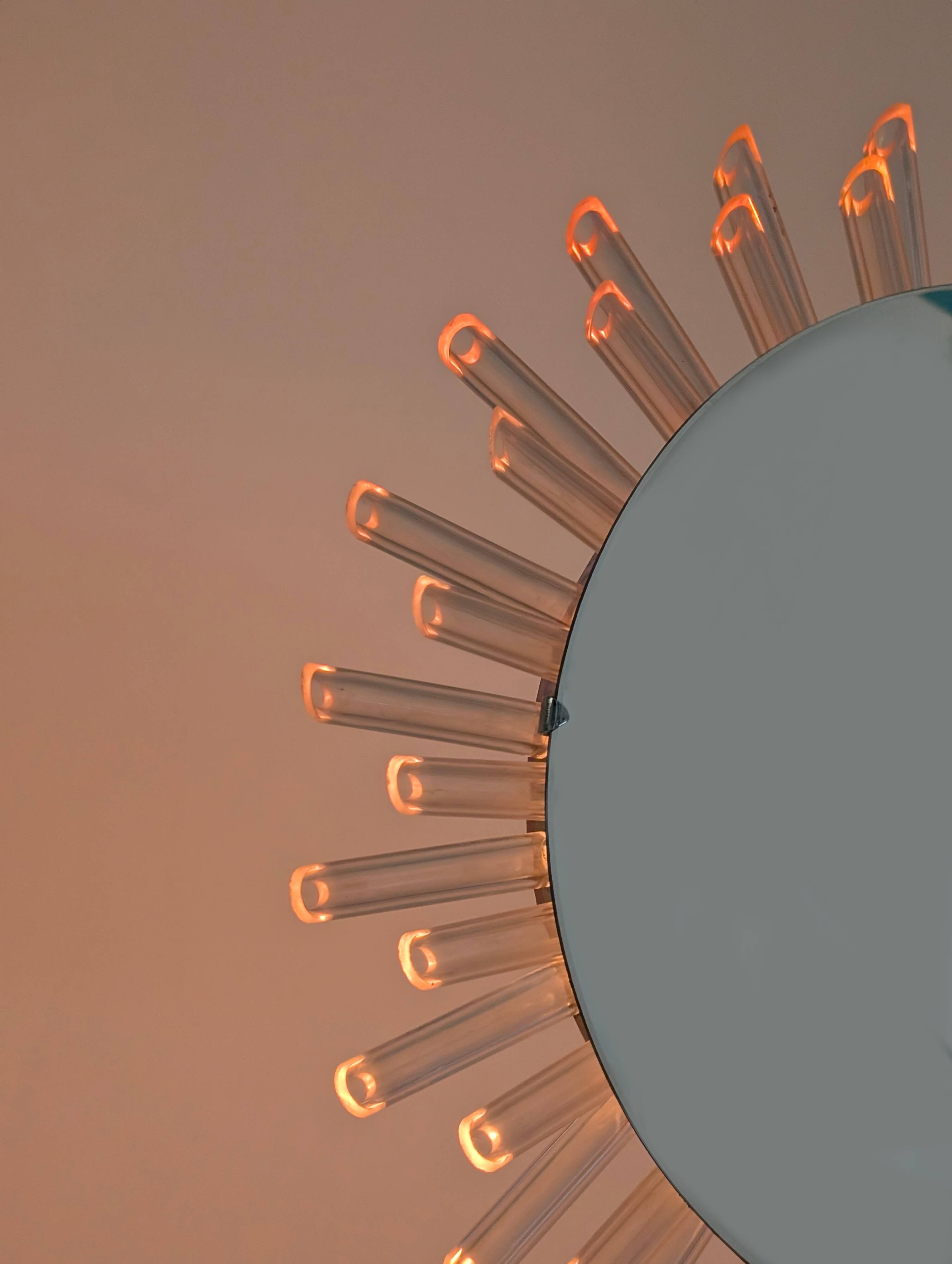 Lampe Miroir Soleil Rose Années 70