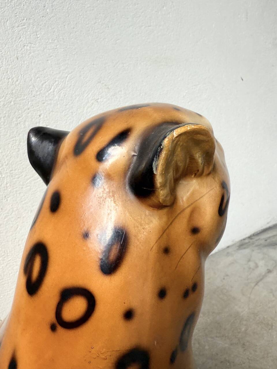 XL Italian ceramic leopard sculpture statue 1970