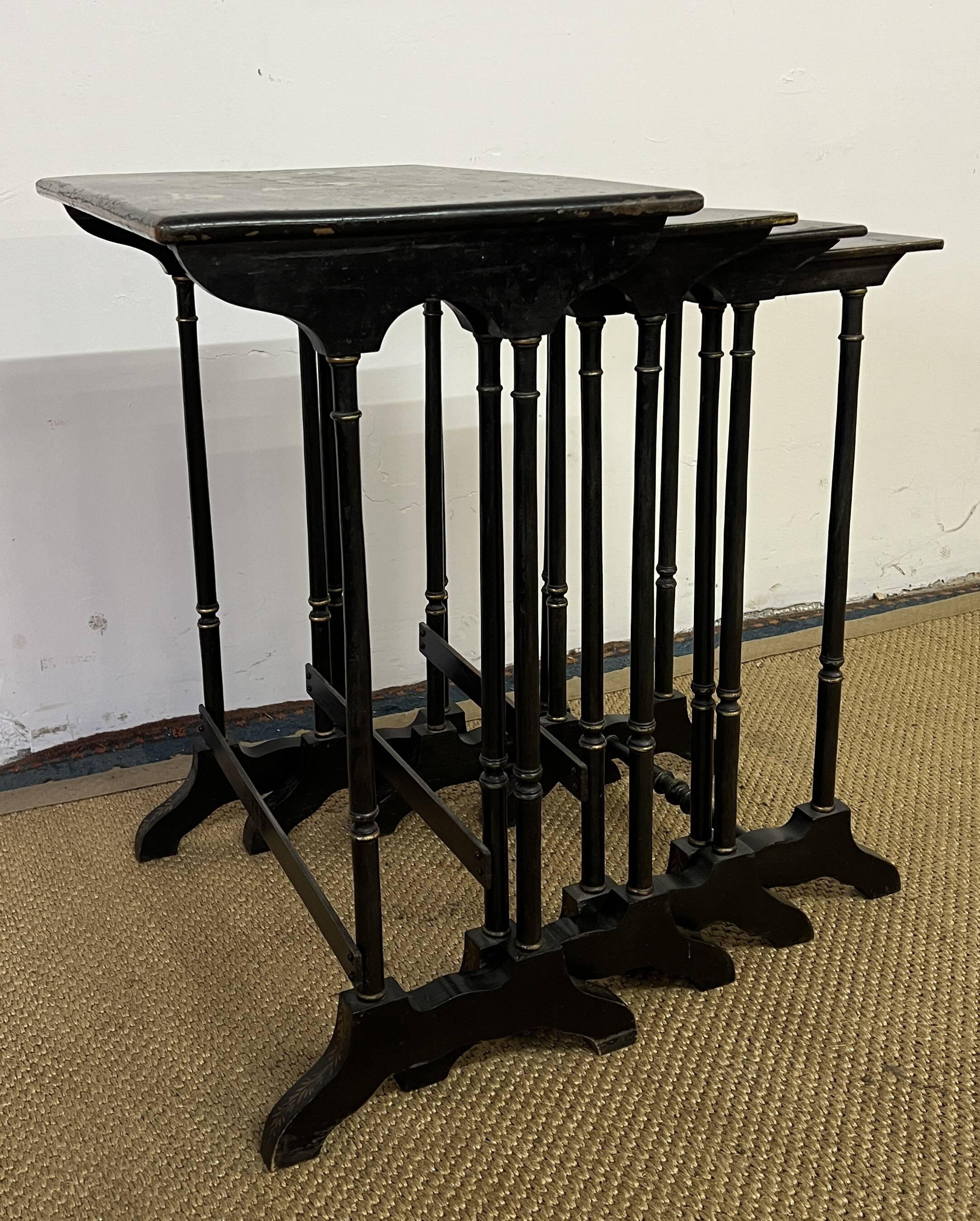 Set of 4 wooden nesting tables, Napoleon III