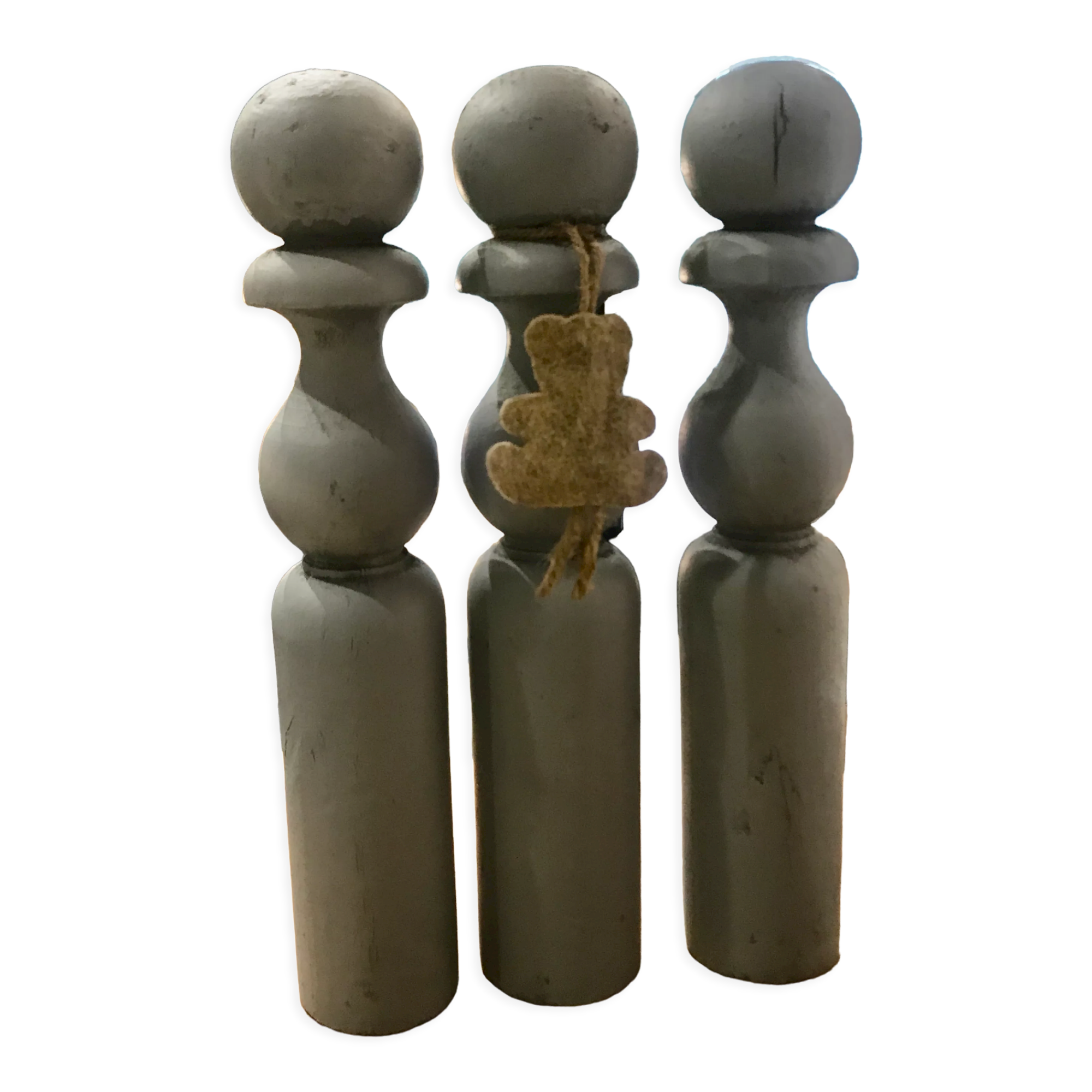 Set of 3 old grey wood keels