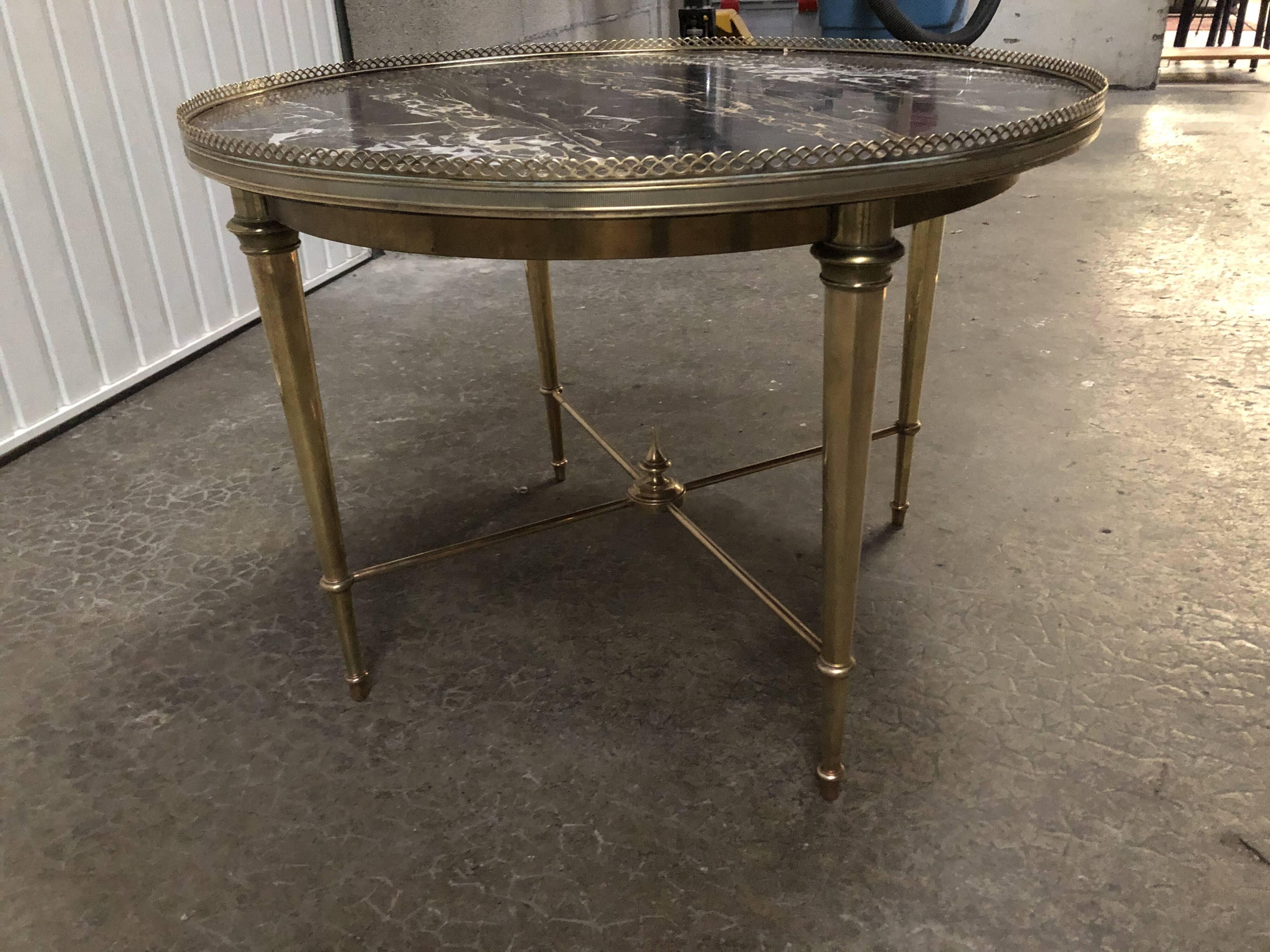 Table basse laiton et marbre