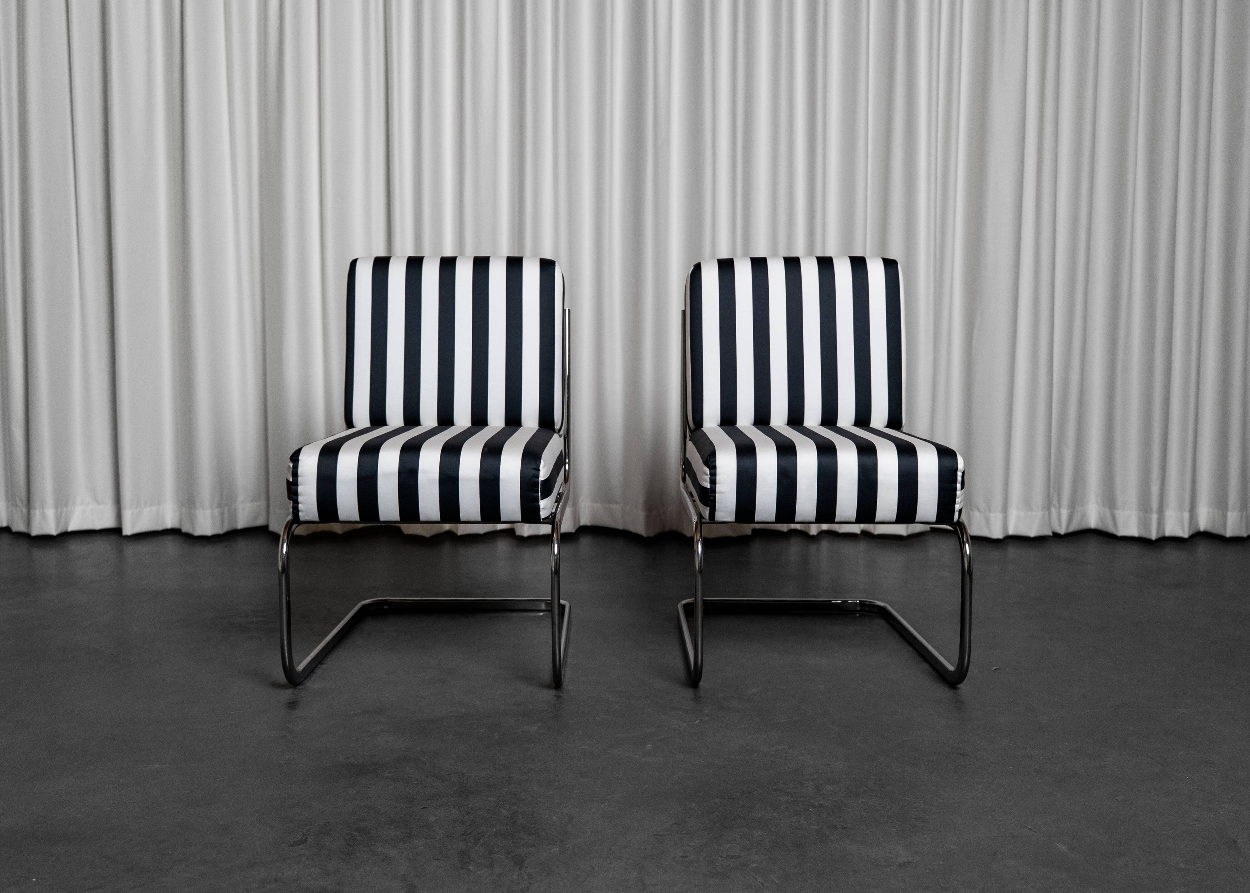 Pair of Seventies stripe armchairs