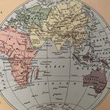 Lithograph engraving world map of 1922