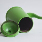 Small vintage green coffee maker in enameled sheet metal