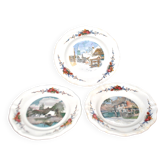 Sarreguemines lot de 3 assiettes plates Obernai village Alsace par Loux