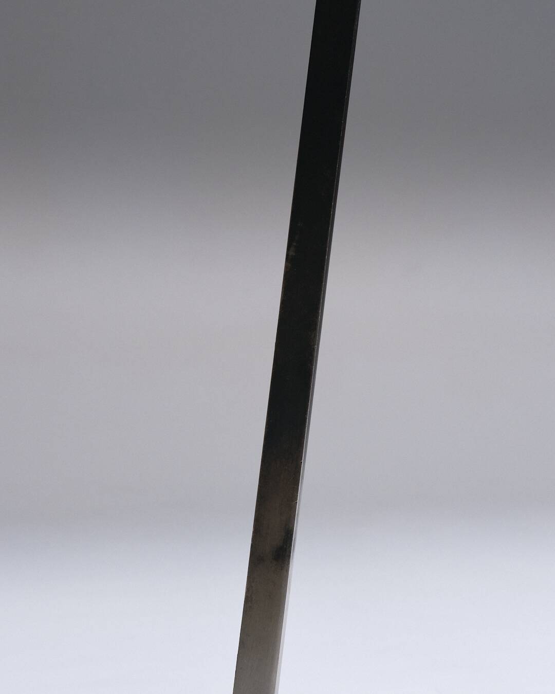 Pair of modernist brushed steel andirons, 1970s