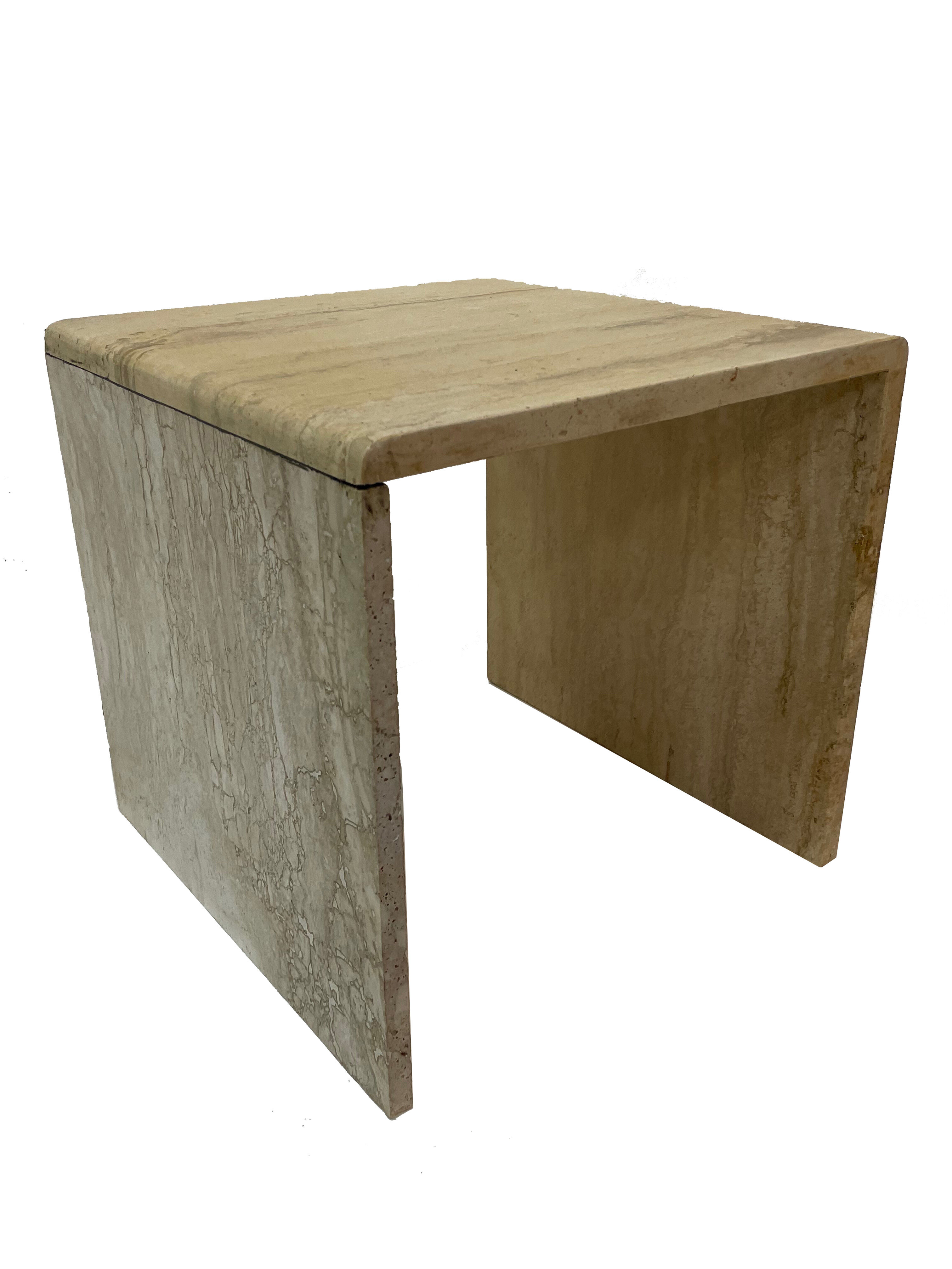 Italian travertine pull out tables, 1970