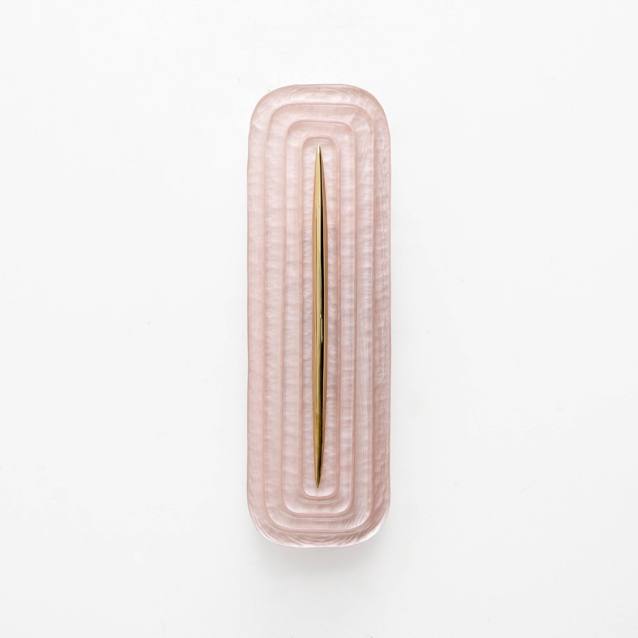 Pair of Modern Murano Glass Pink and Brass Sconces, Italy