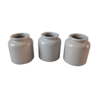 Trio of white sandstone pots