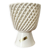 Vintage ceramic openwork vase & cache pot