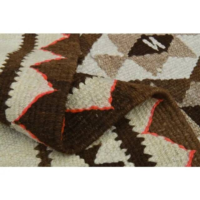 1970s Vintage Turkish Hand-Knotted Wool Cotton Beige Runner Rug 92x355