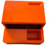 Ozoo Space Age orange storage bench, design by Marc Berthier, 1970s.