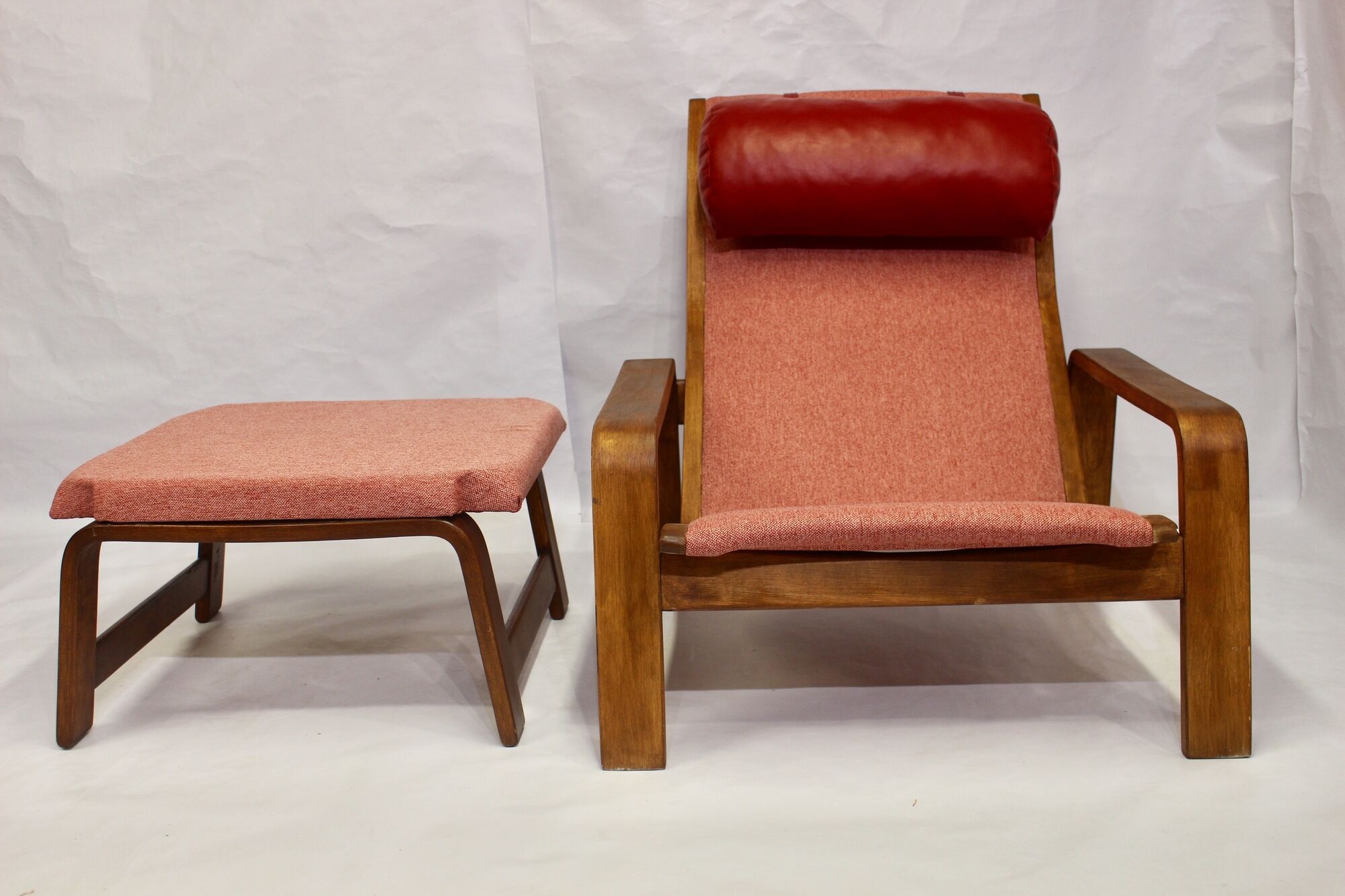 Pulkka chair and ottoman by Ilmari Lappalainen for Asko, 1963