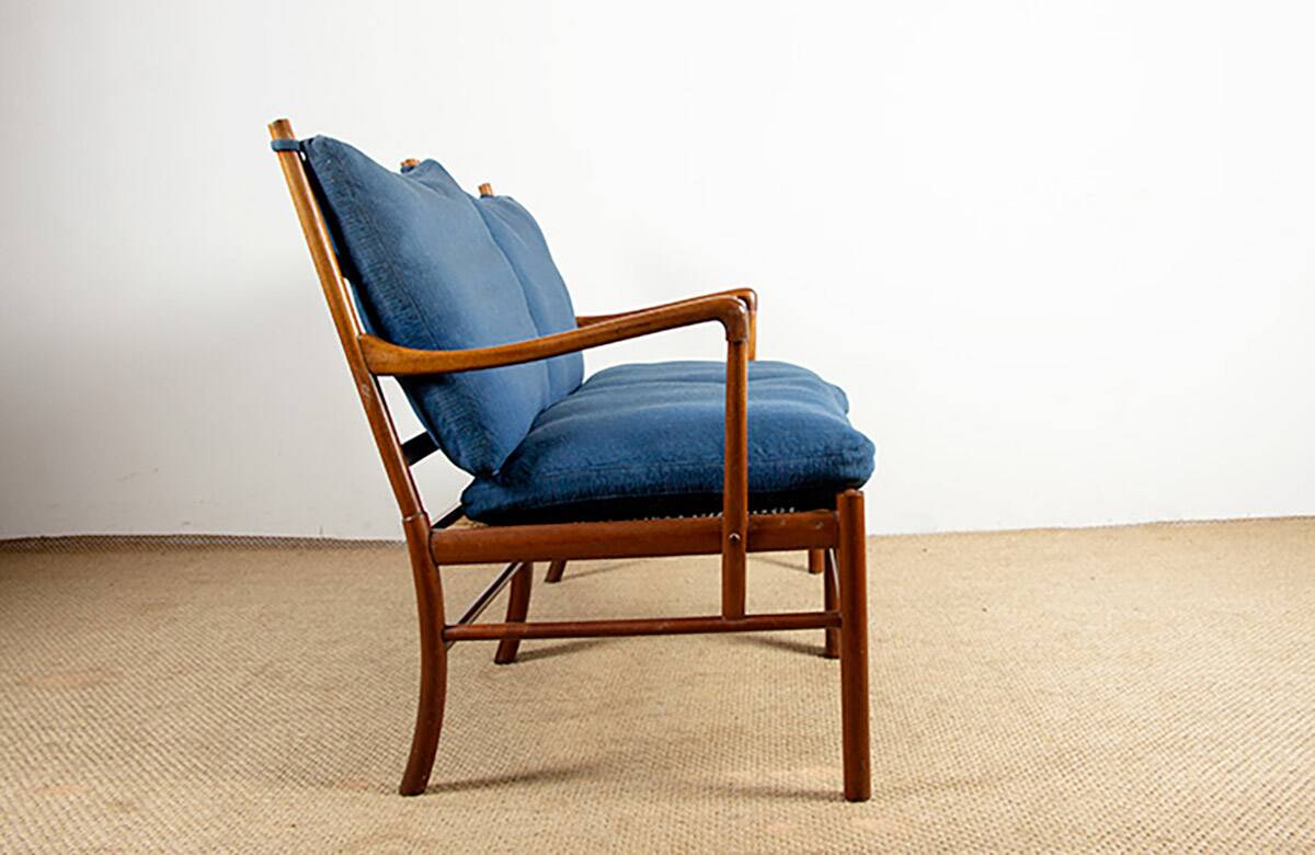Danish 2-seater sofa in mahogany and cane by Ole Wanscher, 1960.
