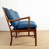 Danish 2-seater sofa in mahogany and cane by Ole Wanscher, 1960.