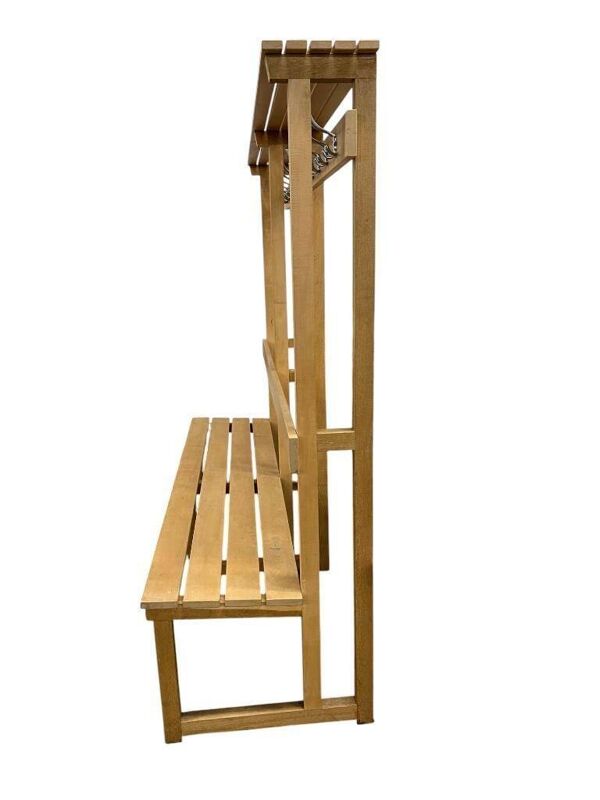Vintage portemanteau XL en bois avec banc