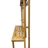 Vintage portemanteau XL en bois avec banc