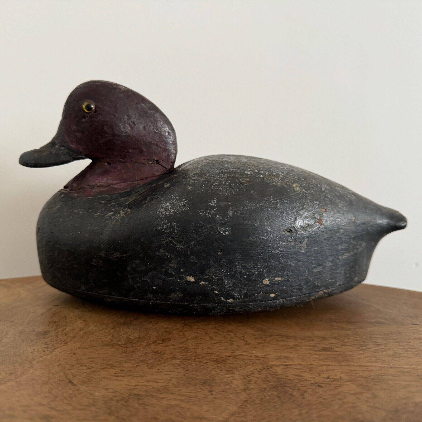 Duck caller in polychrome carved wood, early 20th century folk art