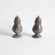 Antique muffineers, salt or sugar shakers in pewter, 18th