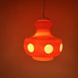 70's lamp polka dots, red glass lamp, vintage hanging lamp, children's room.