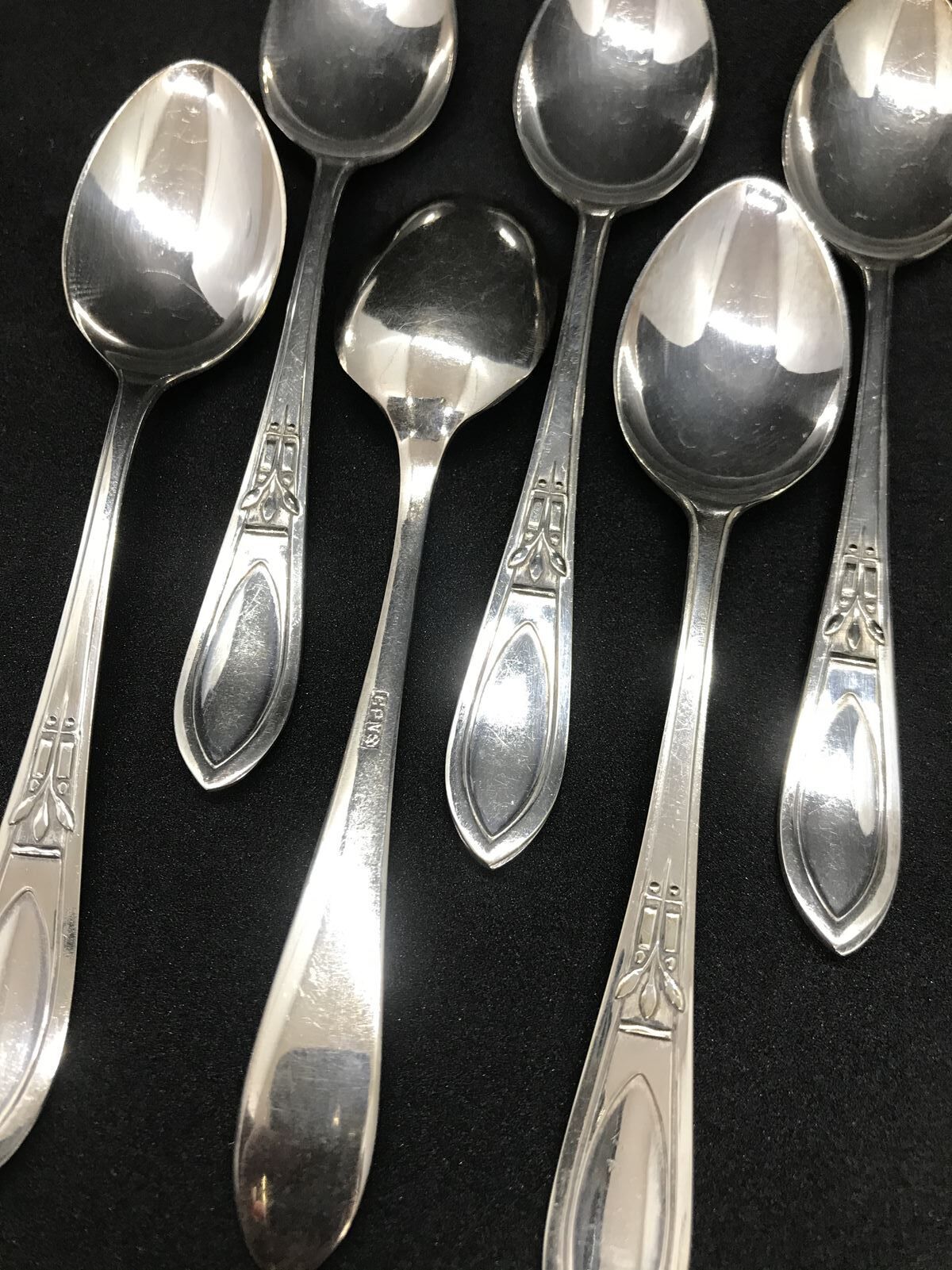 6 English teaspoons silver metal box