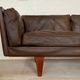 Vintage danish mid-century 3 person brown leather sofa by illum wikkelsø model v11
