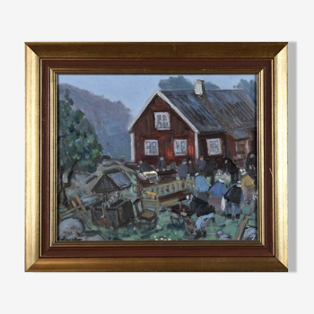 Oil painting Sweden 1970
