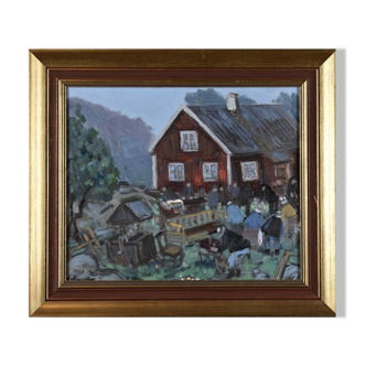 Oil painting Sweden 1970