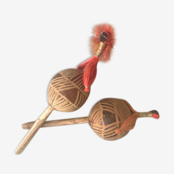 Pair of vintage wooden maracas