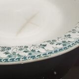 Plat creux ancien en porcelaine opaque de gien terre de fer décor vert collection montigny