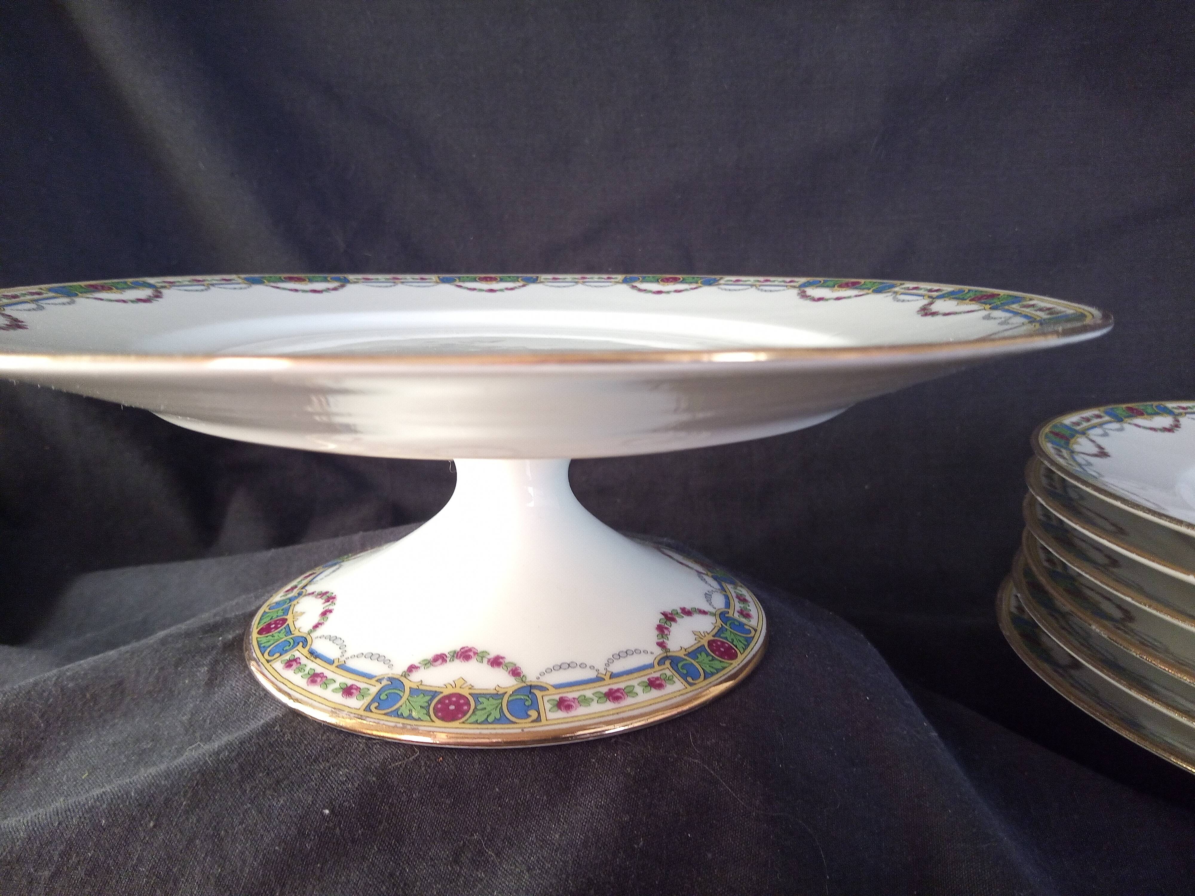 Limoges porcelain dessert service for 12 people, Jean Boyer and Nardon Lafarge (1920 - 1934)