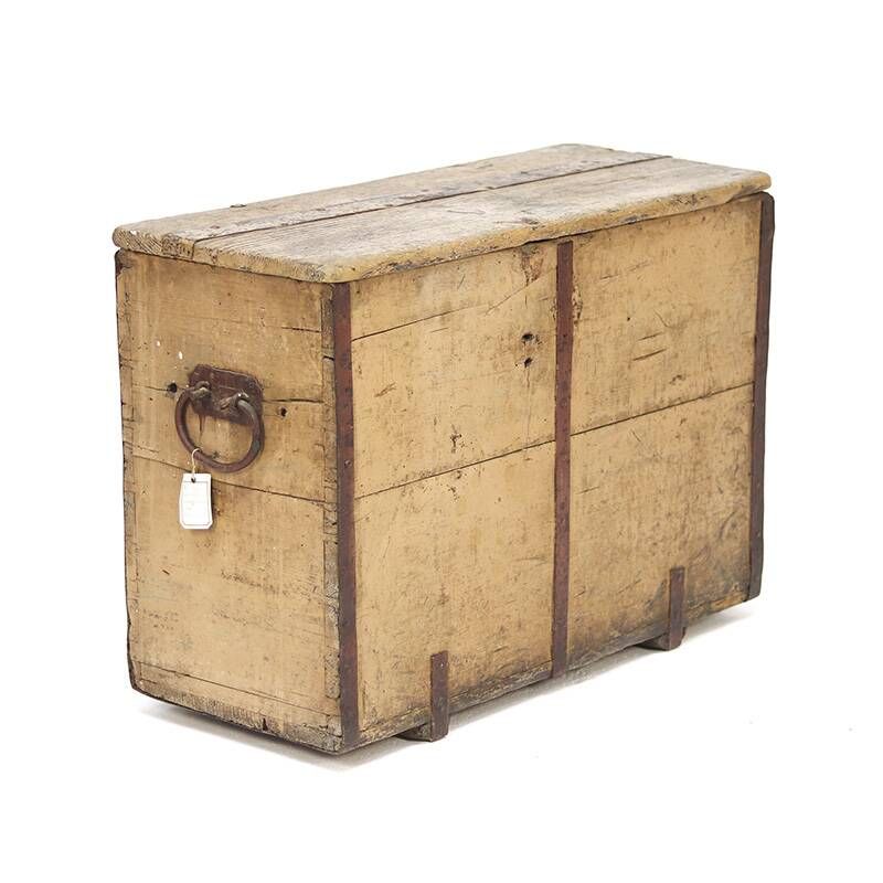 Antique 19th Century Primitive Weathered Painted Transport Chest