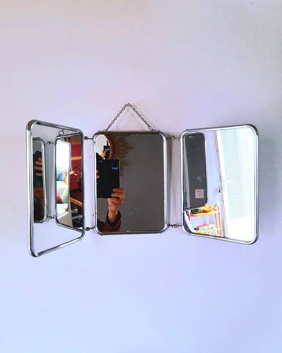 1950s triptych barber's mirror