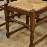 Set of 6 brutalist oak chairs from the 1950s.