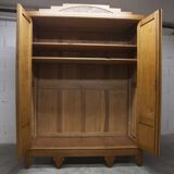 Art Deco carved oak wardrobe - Flemish workshop circa 1930