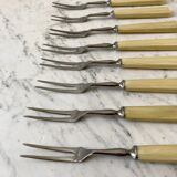 Set of 10 dessert forks in Bakelite 60s-70s
