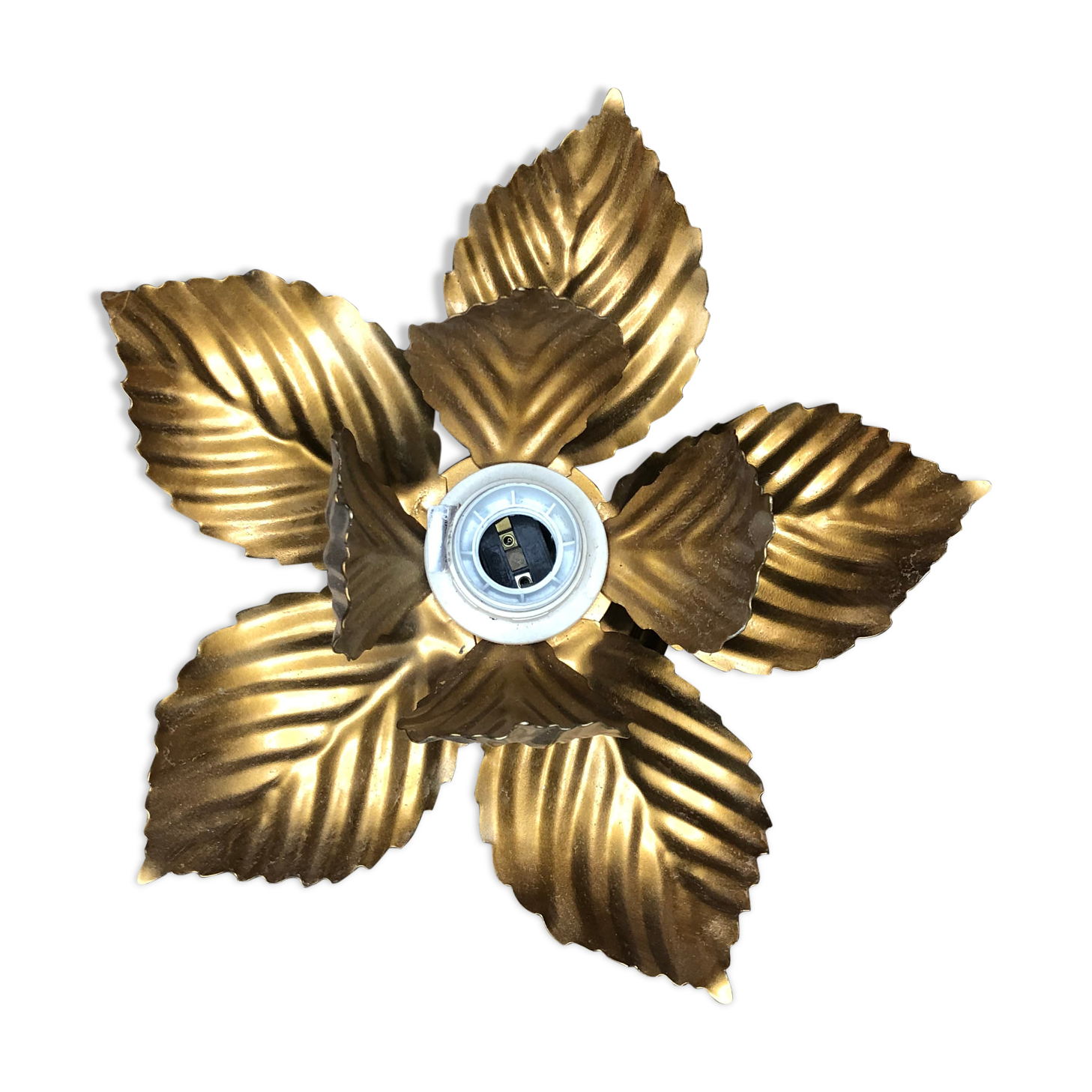 Vintage gold metal flower sconce