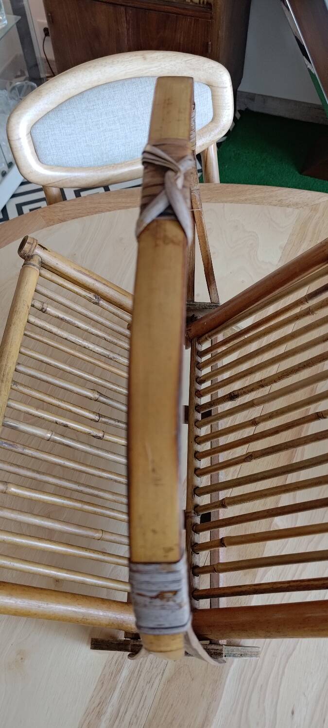 Vintage seventies foldable bamboo magazine rack