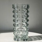 Translucent pressed glass vase, Windsor model of Luminarc 70s'