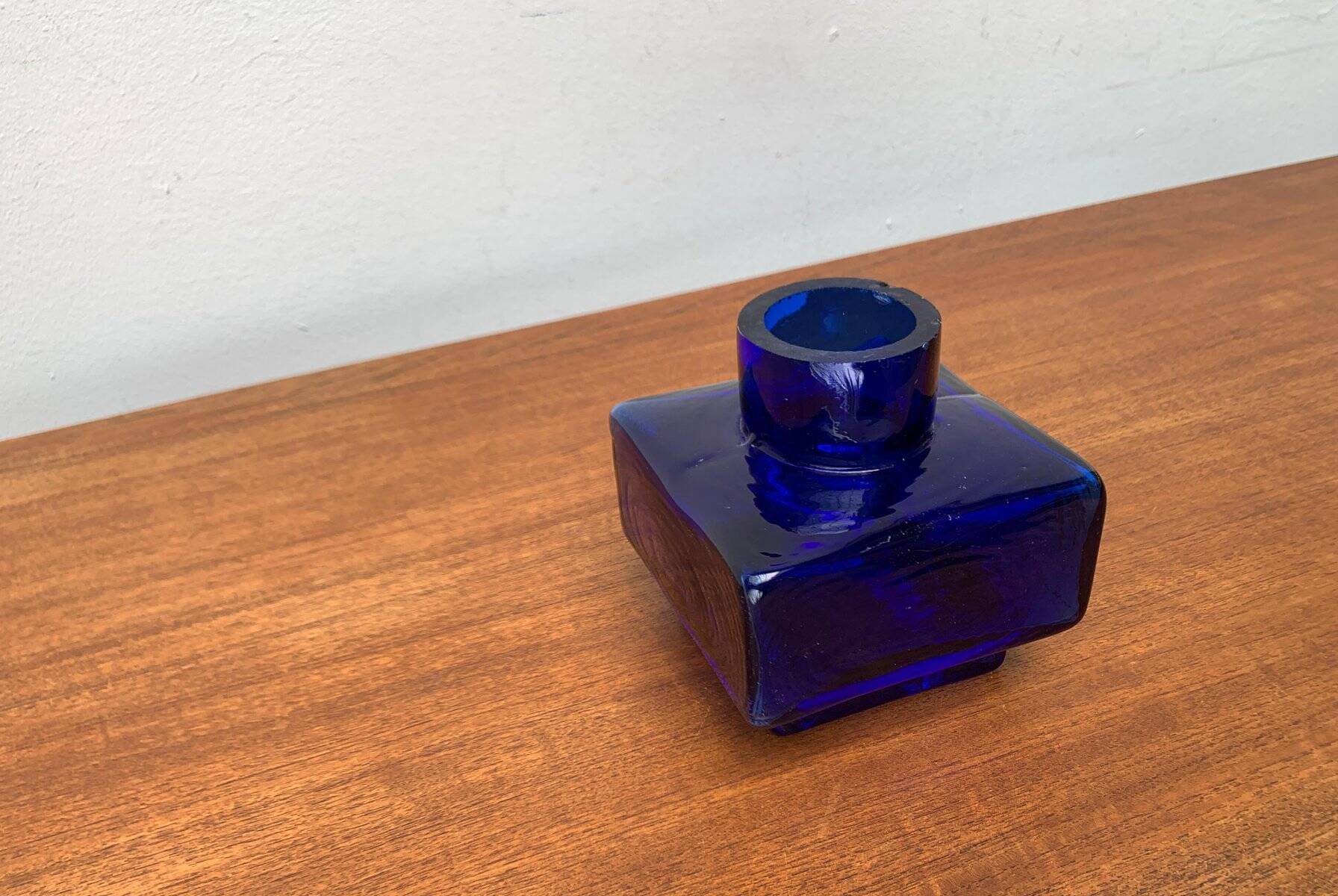 Scandinavian mid-century block glass vase, 1960s