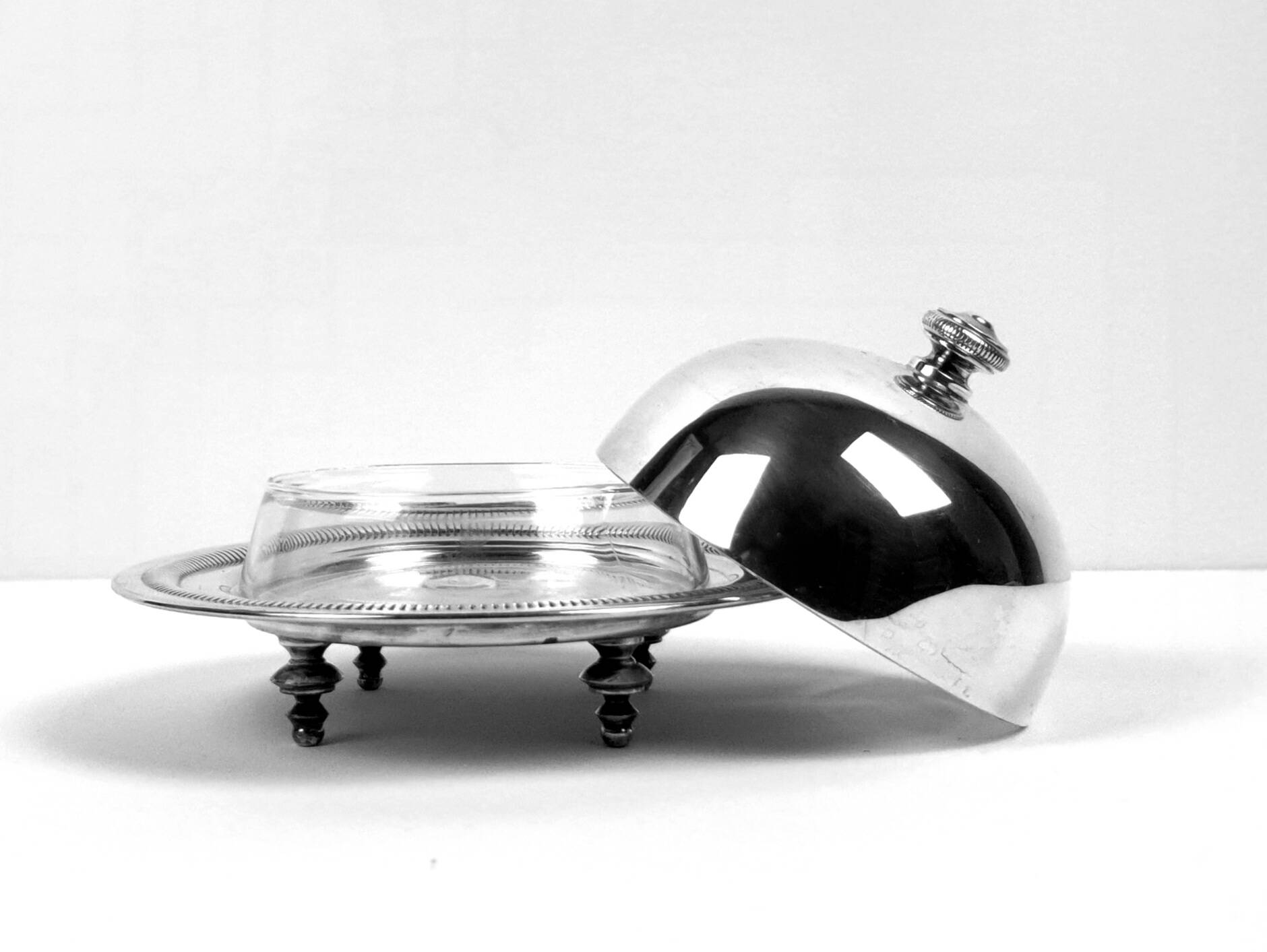 Silver metal caviar display