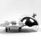 Silver metal caviar display
