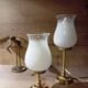 Duo art deco bedside lamps bronze and white glass tulip