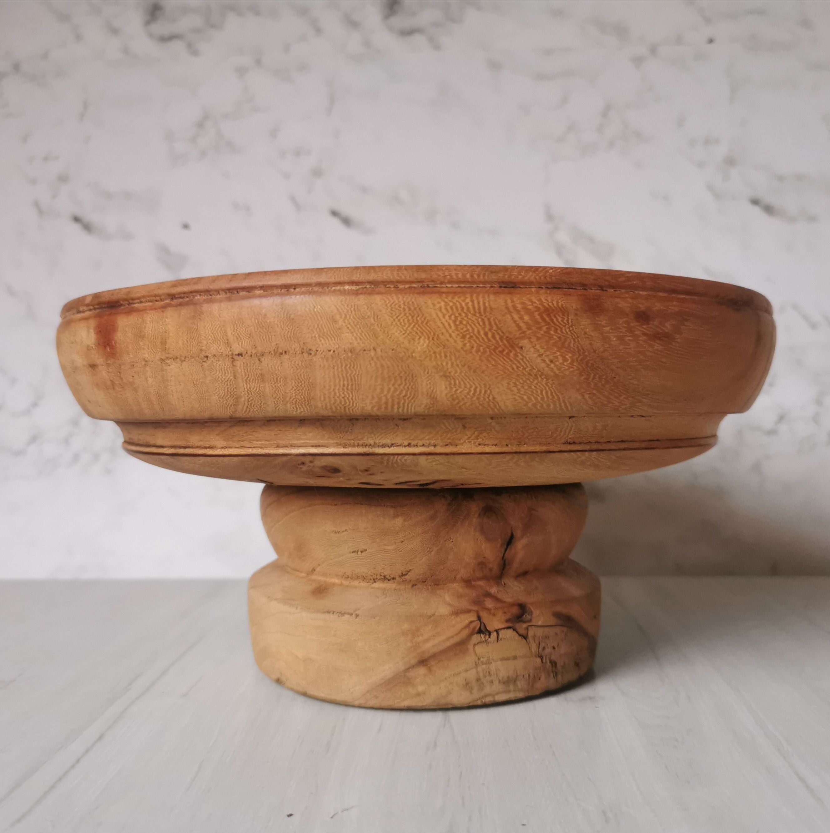 Compotier elm carved wood