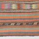 Tapis Kilim turc vintage rayé orange et bleu 5x8 170x245 cm