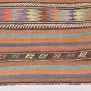 5x8 Orange Blue Striped Turkish Vintage Kilim Rug 170x245Cm