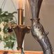 Lampe sculpturale vintage avec dauphin en bronze sur base en marbre noir -Holl