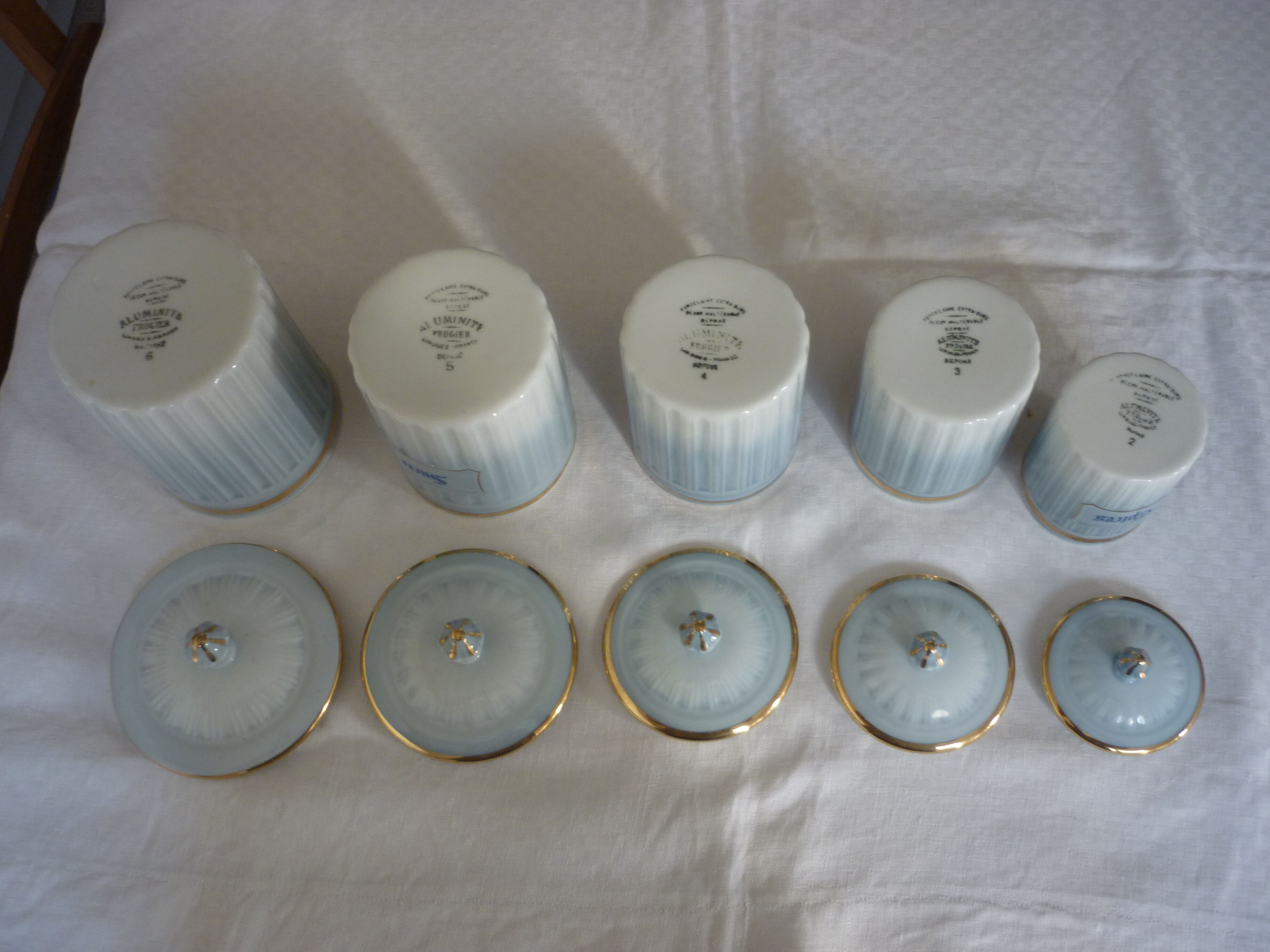 5 jars a spice porcelain aluminite frugier