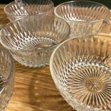 6 tasses à café en verre ciselé vintage en très bon état