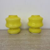 Lot de 2 lampes de table en verre jaune Space Age, design ve-art Italie, années 1970